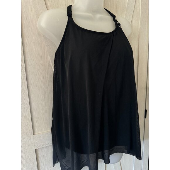 Coco Reef Handkerchief-Hem Sheer Black Flowing Tankini Racerback Top MANY SIZES - Picture 9 of 12